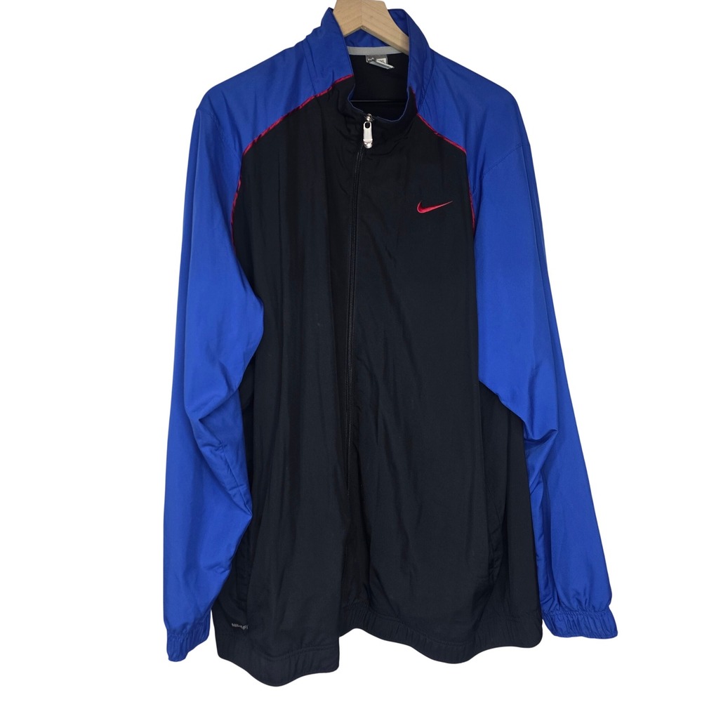 Nike Fit Dry Track Jacket Men XXL Blue Black 285764-012 Polyester Gorpcore Zip